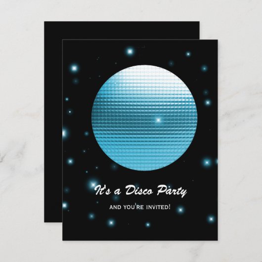 Uitnodigingen van Disco Party (Voorkant / Achterkant)