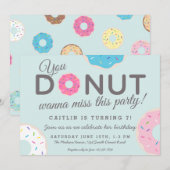 Uitnodigingen van donut-partijen | Donut Birthday  (Voorkant / Achterkant)
