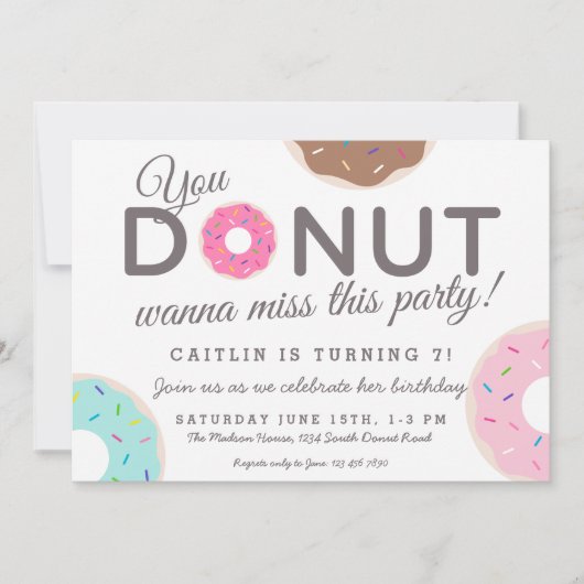 Uitnodigingen van donut-partijen | Donut Birthday (Voorkant)