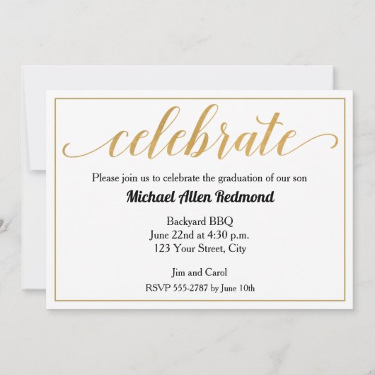 Uitnodigingen van Elegant Gold Script Graduation P (Achterkant)