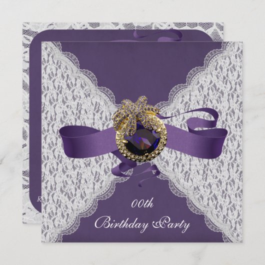 Uitnodigingen van Elegant Lace Birthday Party (Voorkant / Achterkant)