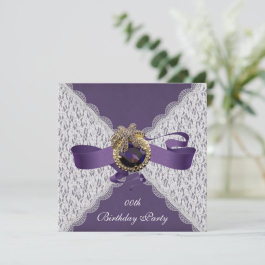 Uitnodigingen van Elegant Lace Birthday Party (Staand voorkant)