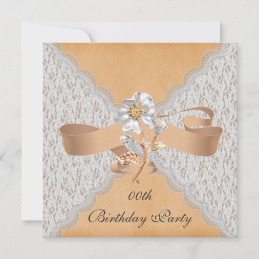 Uitnodigingen van Elegant Lace Birthday Party (Voorkant)