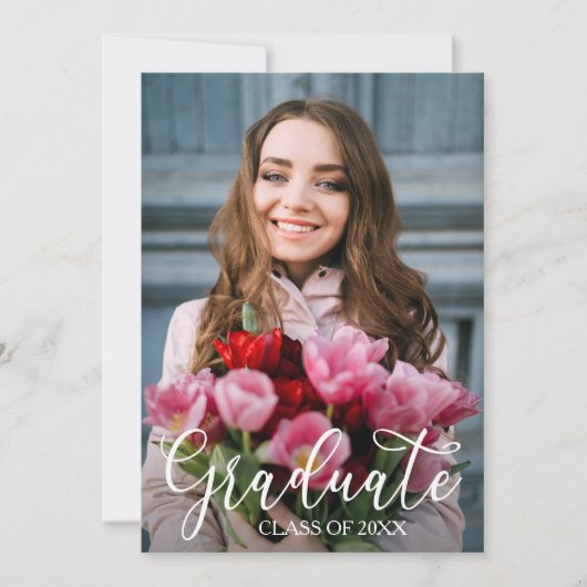 Uitnodigingen van Elegant Script Photo Graduation  (Voorkant)