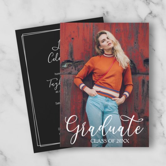 Uitnodigingen van Elegant Script Photo Graduation 
