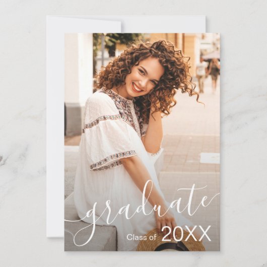 Uitnodigingen van Elegant Script Photo Graduation (Voorkant)