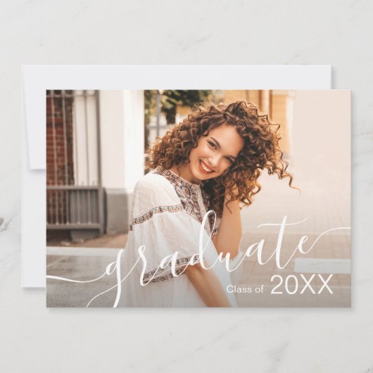 Uitnodigingen van Elegant Script Photo Graduation  (Voorkant)