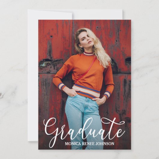 Uitnodigingen van Elegant Script Photo Graduation  (Voorkant)