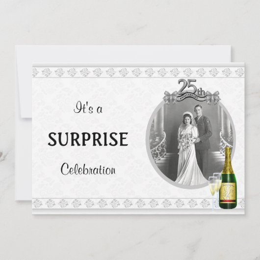 Uitnodigingen van Elegant Silver 25th Jubileum Par (Voorkant)