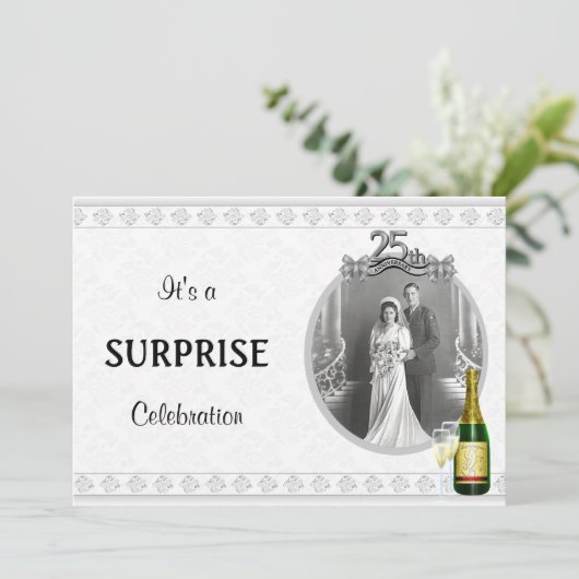 Uitnodigingen van Elegant Silver 25th Jubileum Par (Staand voorkant)