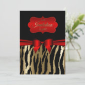 Uitnodigingen van exotische Gold- en Rode Zebra (Staand voorkant)