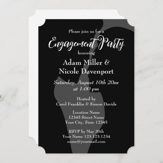 Uitnodigingen van externe, zwarte en witte verlofp (Voorkant / Achterkant)