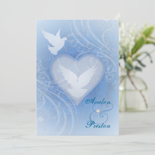 Uitnodigingen van Fairy Tale Flourish Blue Princes (Staand voorkant)