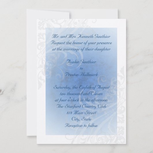 Uitnodigingen van Fairy Tale Flourish Blue Princes (Achterkant)