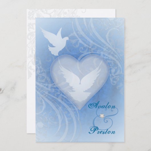 Uitnodigingen van Fairy Tale Flourish Blue Princes (Voorkant / Achterkant)