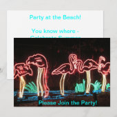 Uitnodigingen van Flamingos Party (Voorkant / Achterkant)