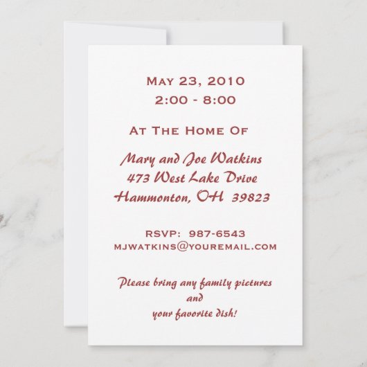 Uitnodigingen van Floral Family Reunion (Achterkant)