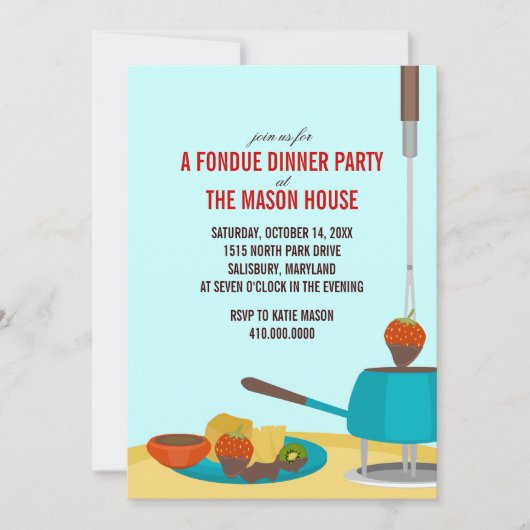 Uitnodigingen van Fondue Dinner Party (Voorkant)