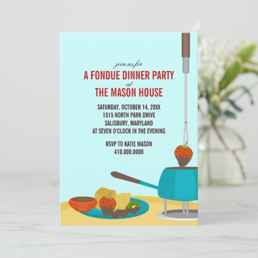 Uitnodigingen van Fondue Dinner Party (Staand voorkant)