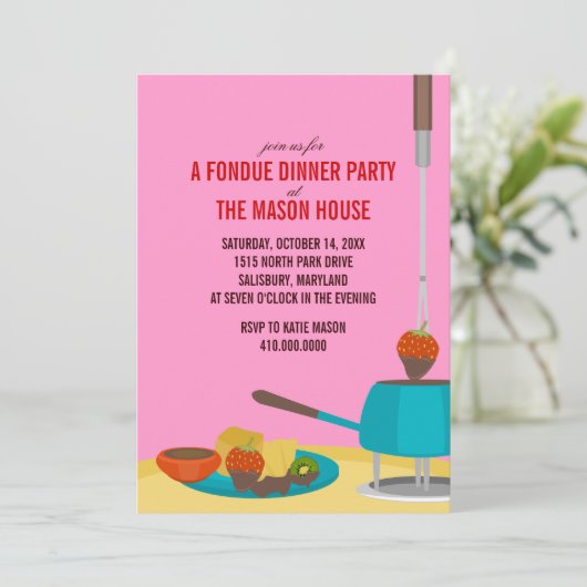 Uitnodigingen van Fondue Dinner Party (Staand voorkant)