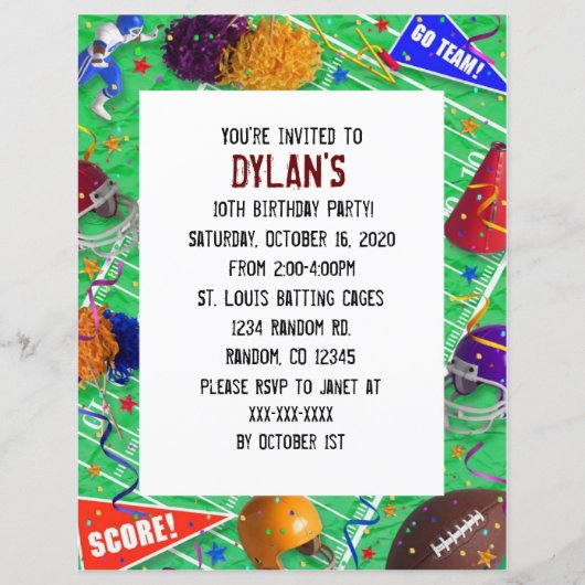 Uitnodigingen van football fan themagefeestfeestje (Voorkant)