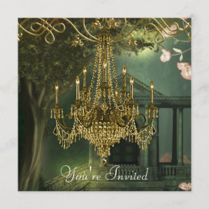 Uitnodigingen van Forest Green Gold Chandelier Par
