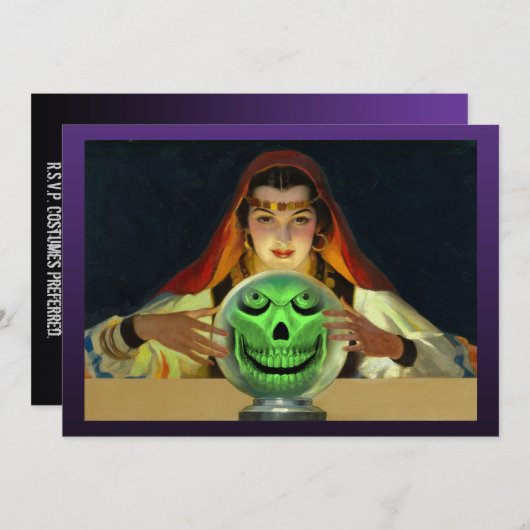 Uitnodigingen van Fortune Teller Halloween Party (Voorkant / Achterkant)