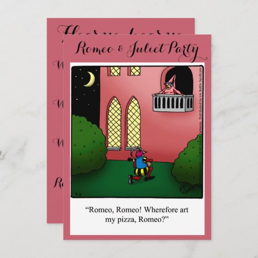Uitnodigingen van Funny Romeo & Juliet Party (Voorkant / Achterkant)