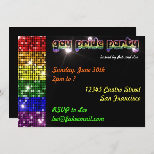 Uitnodigingen van Gay Pride Party (Voorkant / Achterkant)