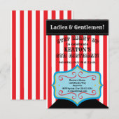 Uitnodigingen van gepersonaliseerde  circuspartije (Voorkant / Achterkant)