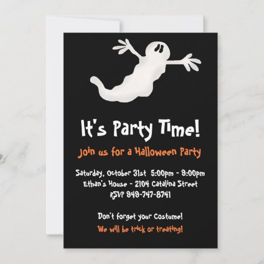 Uitnodigingen van Ghost Halloween Party (Voorkant)