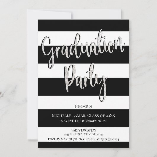 Uitnodigingen van Glitter- en Stripes Graduation P (Voorkant)