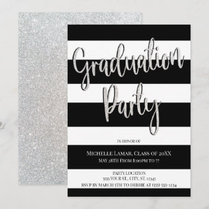 Uitnodigingen van Glitter- en Stripes Graduation P