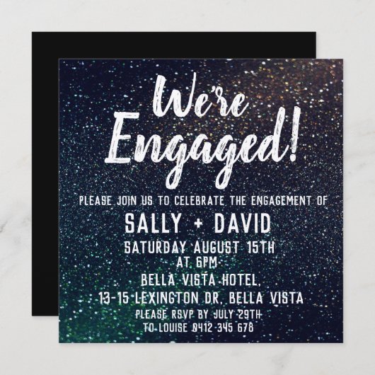 Uitnodigingen van Glitter Engagement Party (Voorkant / Achterkant)