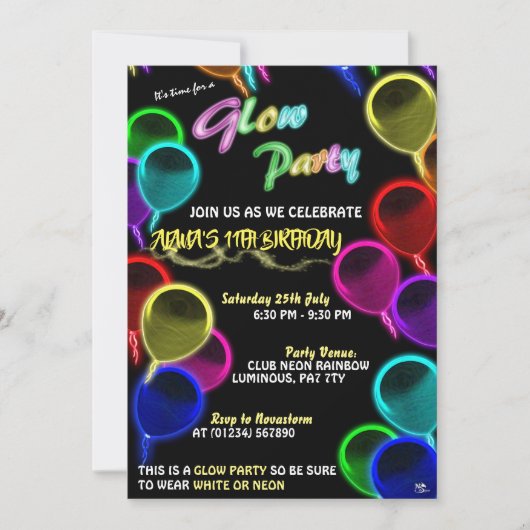 Uitnodigingen van gloeiende ballonnen (Voorkant)