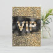 Uitnodigingen van Gold & Black Glam Chic Club VIP (Staand voorkant)
