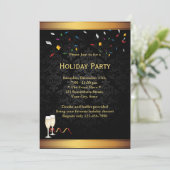 Uitnodigingen van Gold Border Corporate Holiday Pa (Staand voorkant)