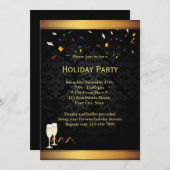 Uitnodigingen van Gold Border Corporate Holiday Pa (Voorkant / Achterkant)