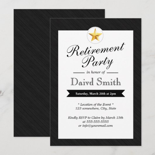 Uitnodigingen van Gold Star Retirement Party (Voorkant / Achterkant)