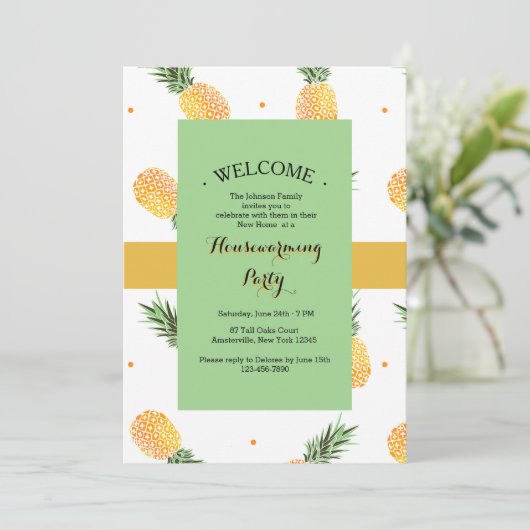 Uitnodigingen van Golden Panappels House Warming P (Staand voorkant)