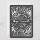 Uitnodigingen van Graduation Party - zwart & zilve (Voorkant)