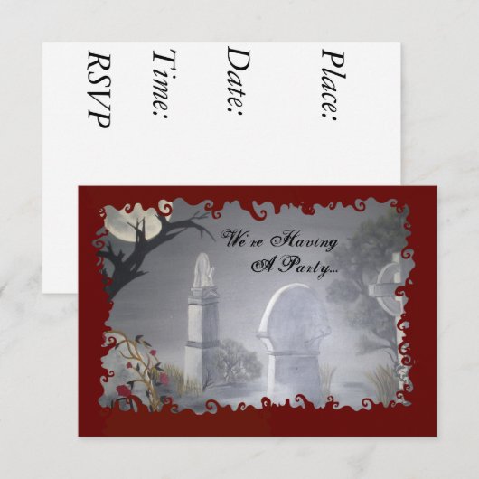 Uitnodigingen van Graveyard Halloween Party (Voorkant / Achterkant)