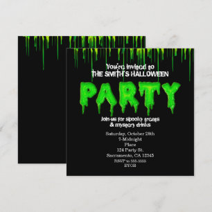 Uitnodigingen van Green Slime Fun Halloween Party