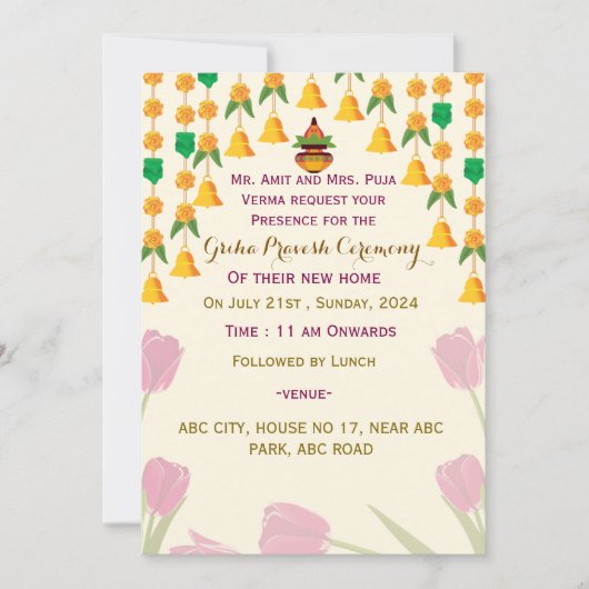 Uitnodigingen van Griha Pravesh (Voorkant)