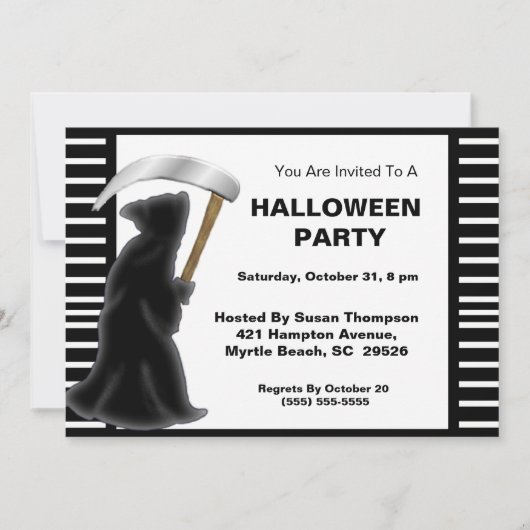 Uitnodigingen van Grim Reaper Halloween Party (Voorkant)
