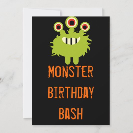 Uitnodigingen van Groene Oranje Monster Birthday P (Achterkant)