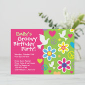 Uitnodigingen van Groovy 60-jarig feest (Staand voorkant)