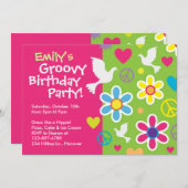 Uitnodigingen van Groovy 60-jarig feest (Voorkant / Achterkant)