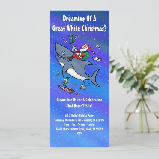 Uitnodigingen van grote White Xmas Party (Staand voorkant)