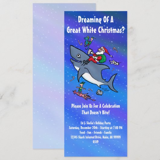 Uitnodigingen van grote White Xmas Party (Voorkant / Achterkant)